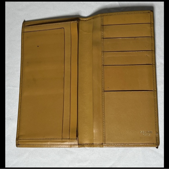 Vintage Celine Macadam Long Wallet PVC Purse Authentic Brown n Gold Leather - Picture 5 of 11